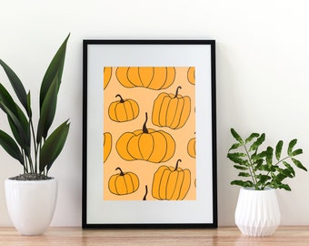 Thanksgiving pumpkin decor, autumn wall art, fall decoration, rustic fall decor, Halloween decor, pumpkin spice, boho style print