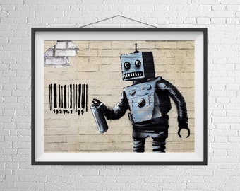 Coney Island Robot DJ Street Art Print, Modern Graffiti Poster, Stylish Graphic Home Decor