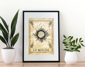Impresión de la carta del Tarot del Sol, póster de arte astrológico celestial