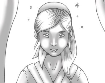 Printable Coloring Page - Cinderella - greyscale