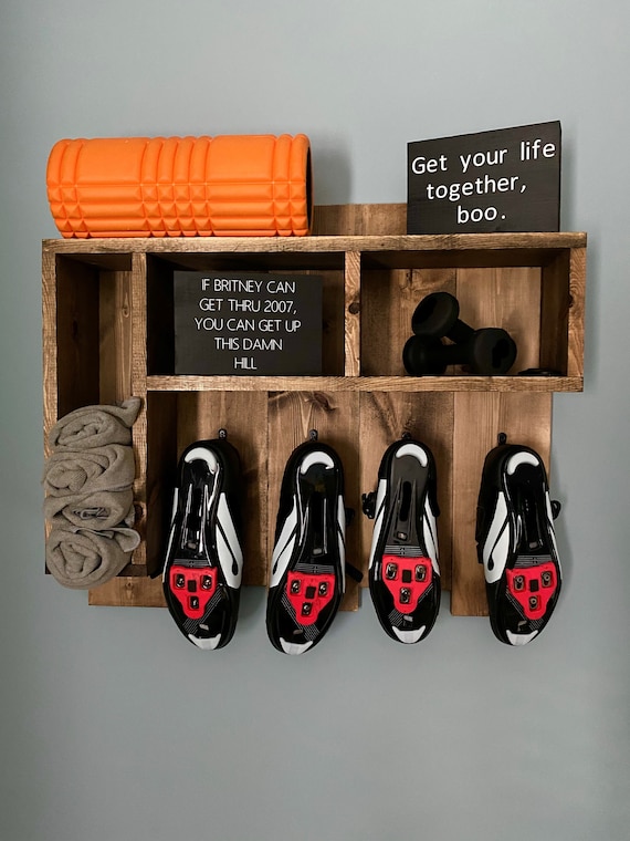 Exercise Home Gym Shoe and Towel Shelf Cycling Shoe Shelf Exercise Shoe  Storage Shelf Fitness Shelf Home Gym Shoe Shelf Bike Shelf 