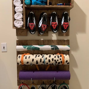 Yoga Mat Rack 2 Shelves With 2 Mat Racks, Yoga Decor, Gym Mat Rack, Gym  Storage, Fitness 