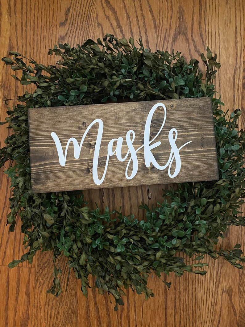 Face Mask Wall Hanger Masks Wood Sign Mask Display Etsy