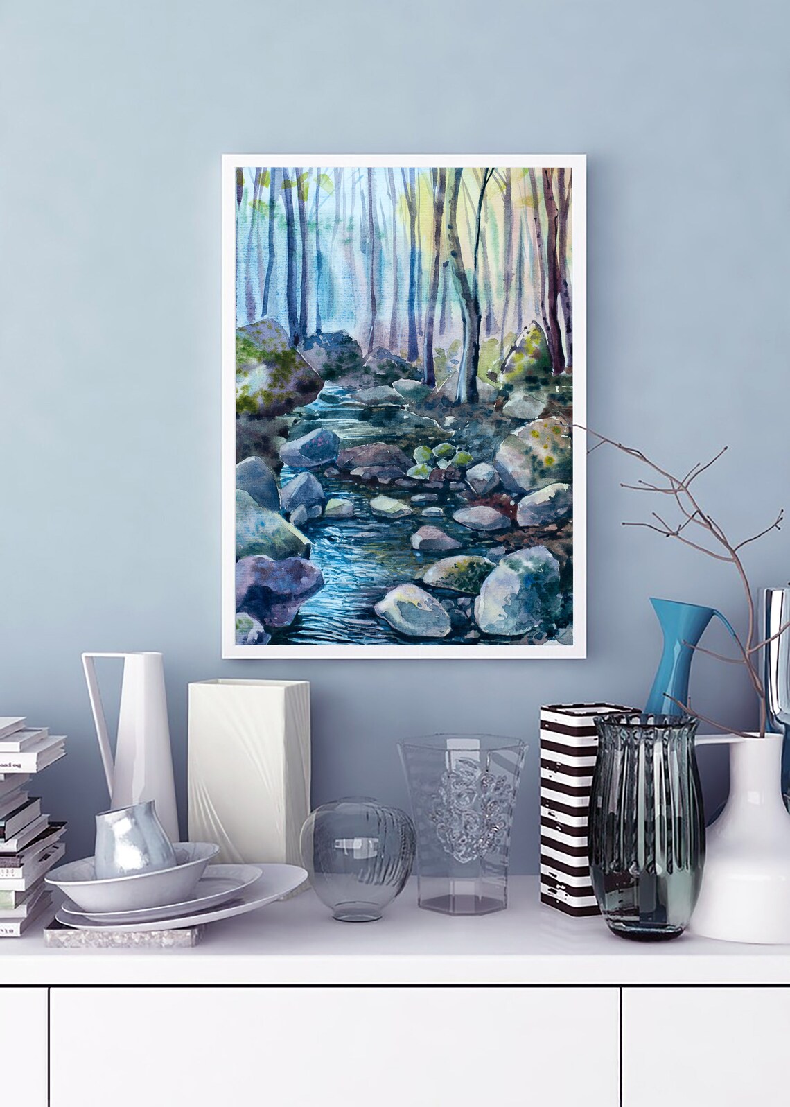 Spring Forest Watercolor Watercolor painting Landscape Print | Etsy