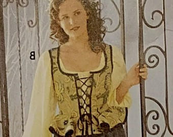 Fancy Bodice w/8 Strips of Boning and Peplum, Medieval RenFaire sz 6-28W, may choose Brocades, Jacquards, Embroidery