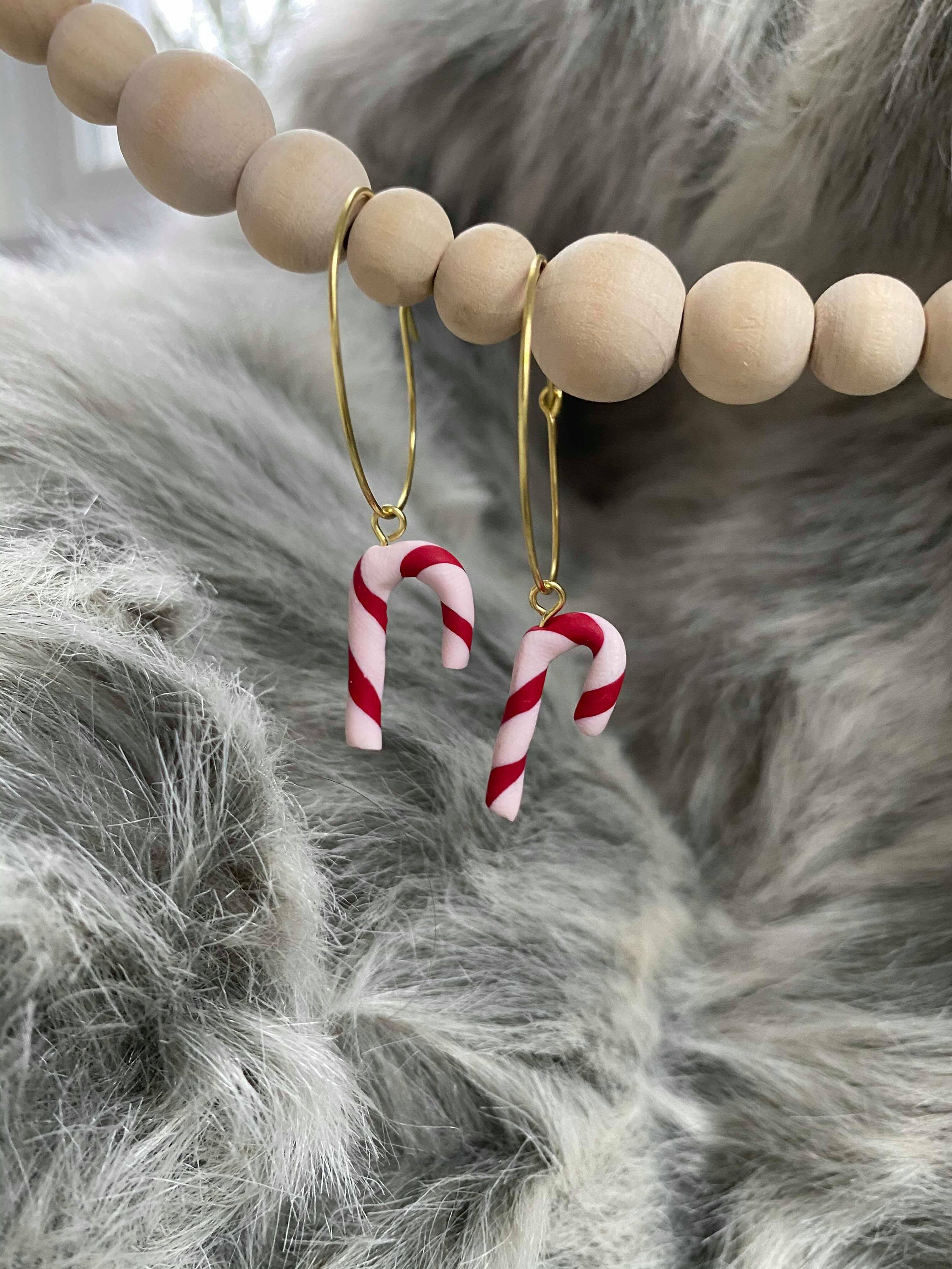 Peppermint Dream Candy Cane hoop earrings Etsy