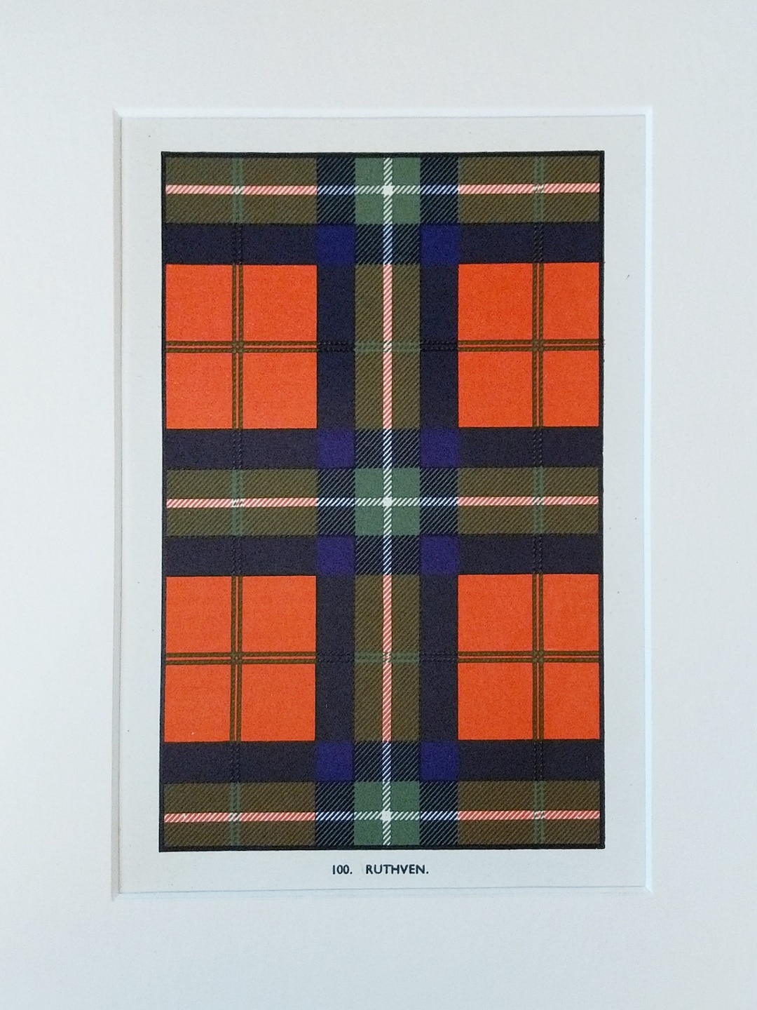 Ruthven Scottish Tartan Print With Mount Original Vintage Book Page Etsy
