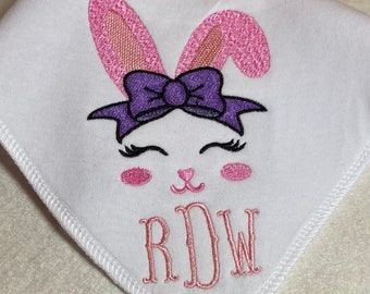 Personalized Baby Gift. Perfect for Baby’s 1st Easter. Such a Cute Baby Bunny Bib!  Soft Cotton Personalized Bibs.