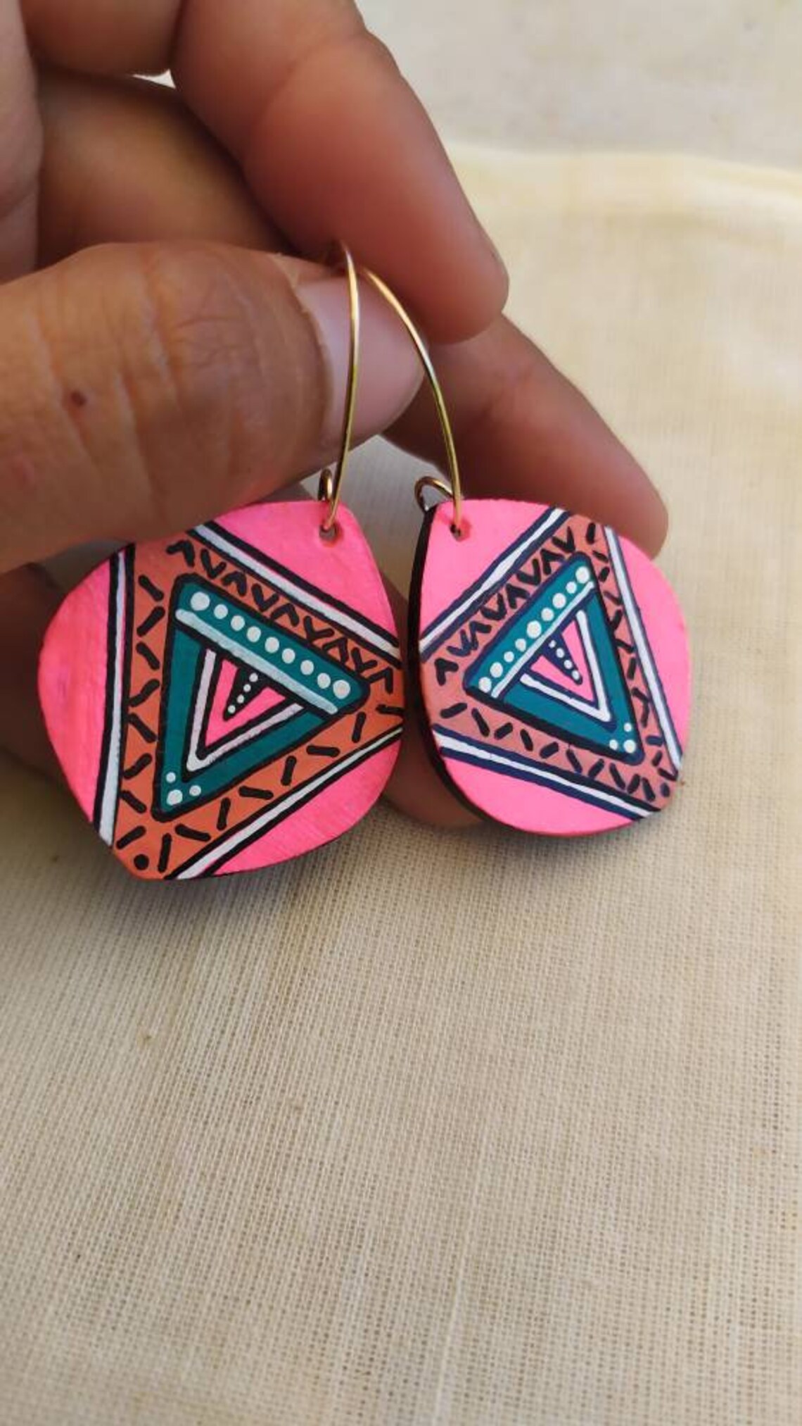 Woodpainted earrings Etsy