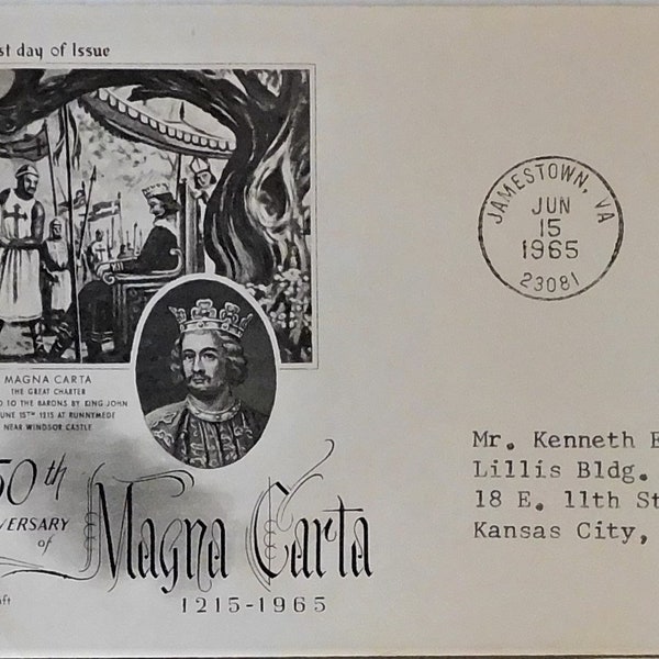 Magna Carta First Day Cover, 750th Anniversary, Scott # 1265 - 1965