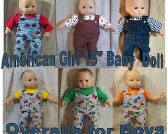 Dockkläder Baby Made2 Fit Amerikansk Flicka Pojke 15" Liten Overall Skjorta 7 Alternativ