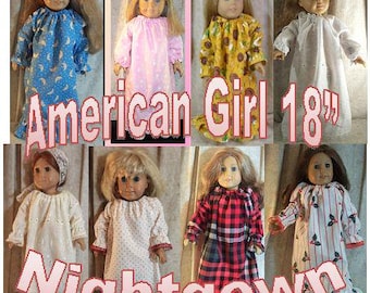 Doll Clothes Made 2 Fit American Girl 18"  Nightgown; Cotton, Flannel, Eyelet, Satin, Lace Trim