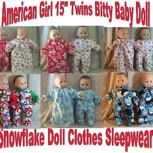 Doll Clothes Baby Boy HandMade 2 fit American Girl 15&quot; in 2pc Pajamas Bitty Twin Holiday Christmas Several Fabric Options