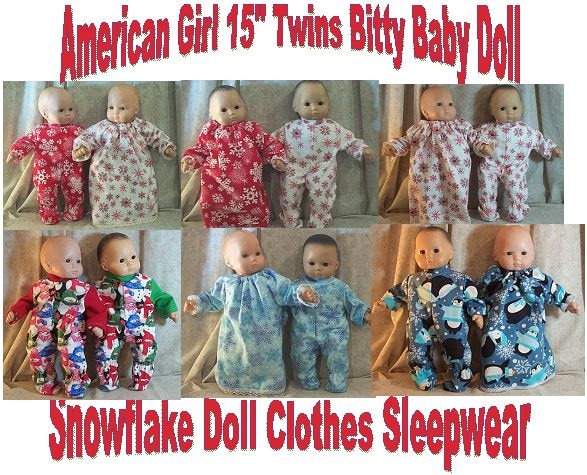 Doll Clothes Baby Boy HandMade 2 fit American Girl 15" in 2pc Pajamas Bitty Twin Holiday Christmas Several Fabric Options