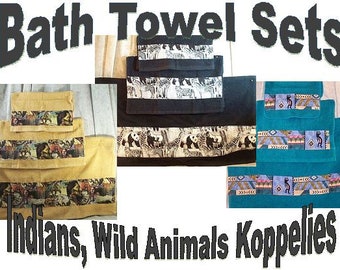 Home Décor Towel Bath Set 3 Pieces Black or Brown Towels Wild Life Animals