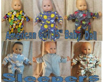 人形用洋服 ベビー ハンドメイド 4インチ アメリカンガール 15インチ 男の子 双子用 ワンピース 足付きパジャマ