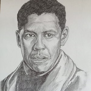 デンゼル・ワシントンの鉛筆肖像画