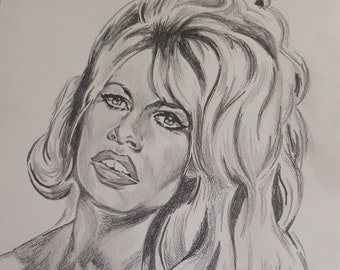 Portrait of Brigitte Bardot made in pencil