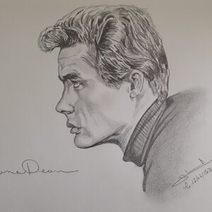 Portrait of James Dean made in pencil
