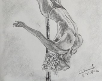 Illustration of a dance pole dancer