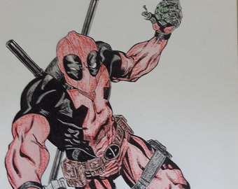 Deadpool drawing made in pencil