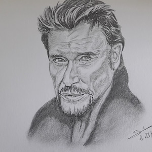 Portrait of Johnny Hallyday made in pencil