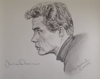 Portrait of James Dean made in pencil