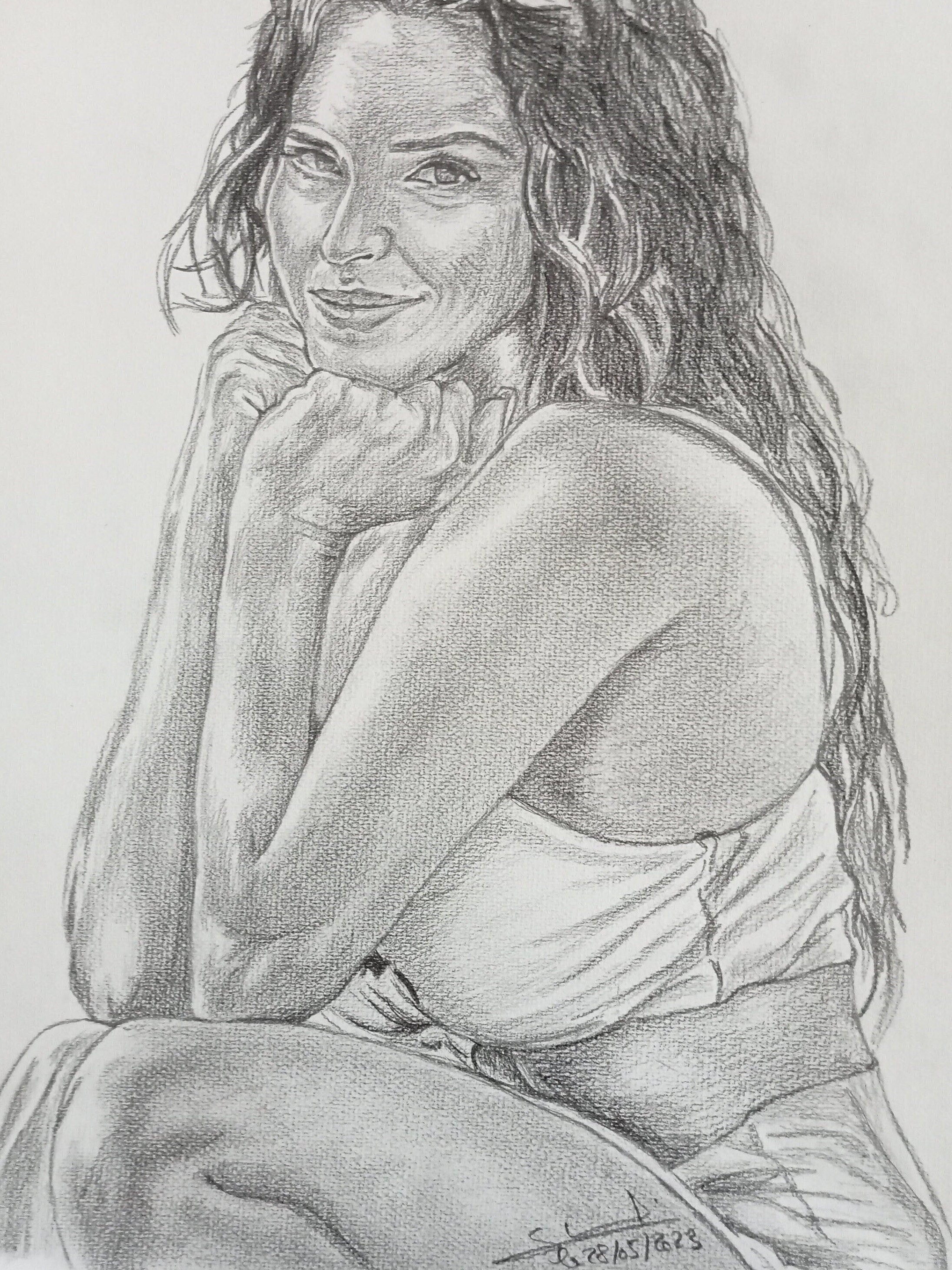 『女性』人物の鉛筆画 A2相当 女性』人物の鉛筆画 A2相当