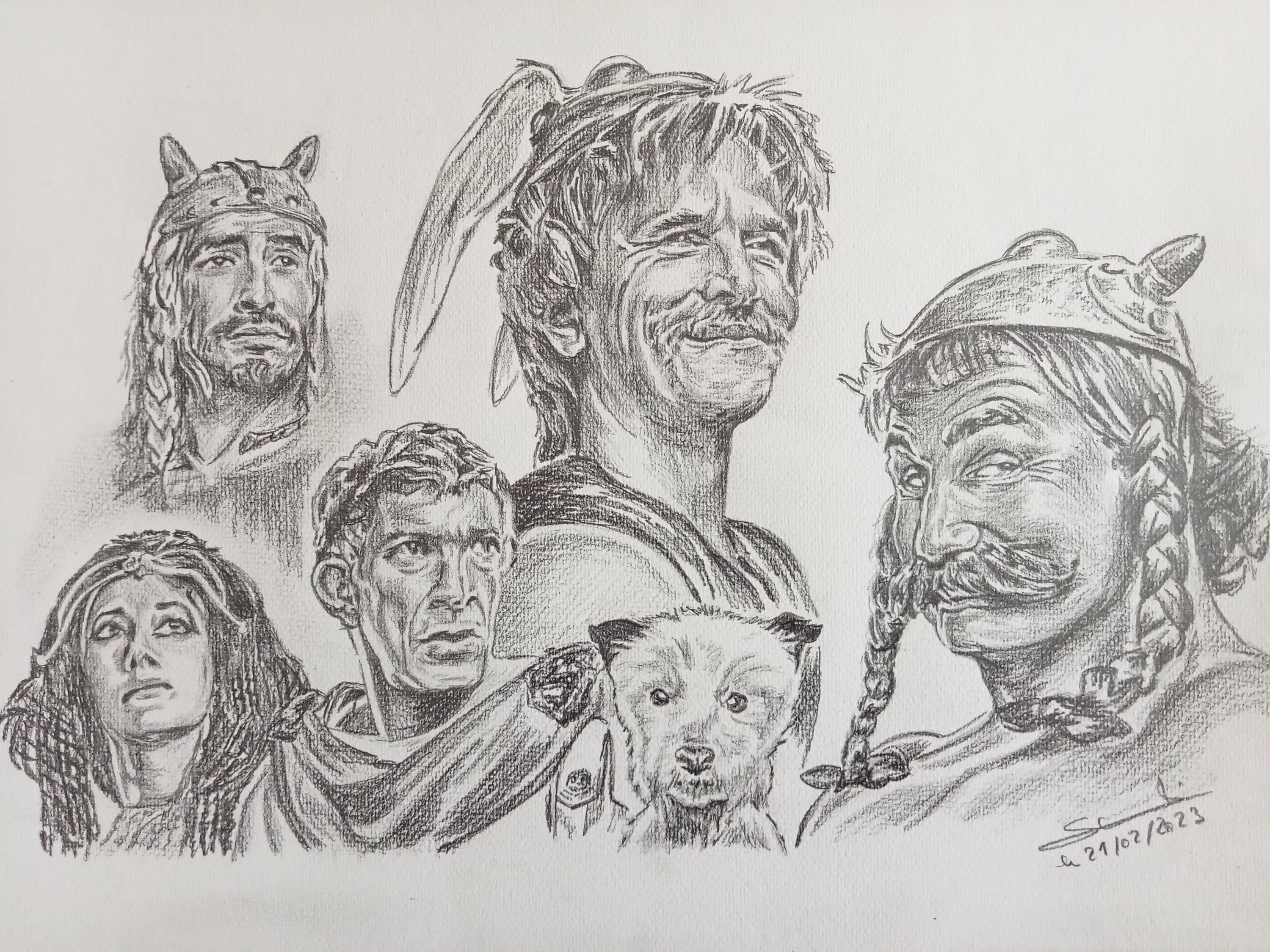 Illustration of the film Asterix and Obelix: The Middle Kingdom made with pencils
