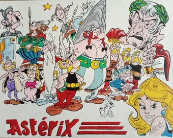 Illustration von Asterix-Figuren in Farbe