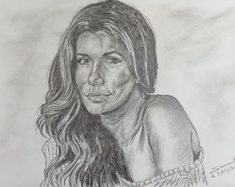 Portrait d' Eva Longoria réalisé aux crayons