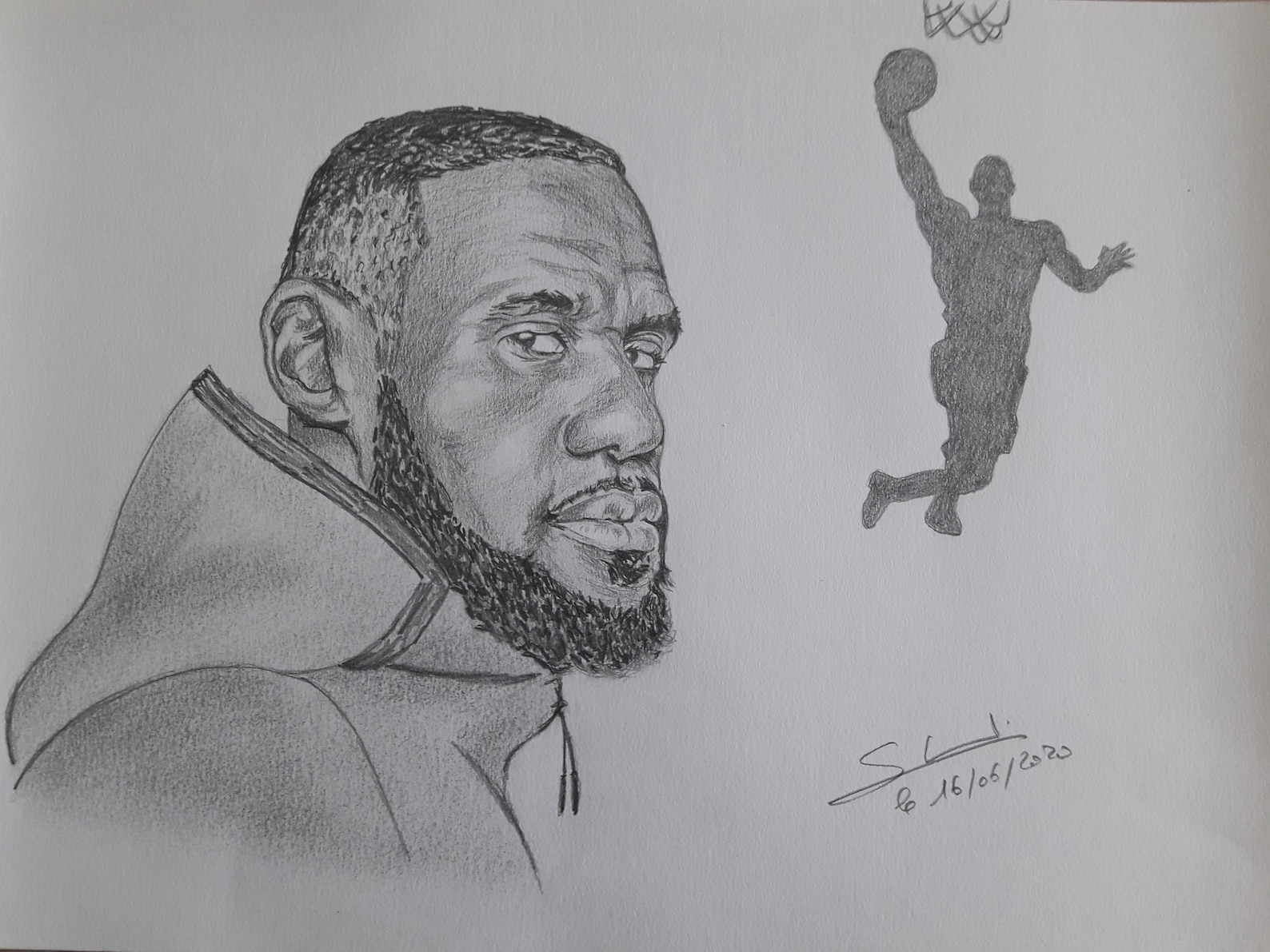 Portrait of Basketball Player Lebron James Made in Pencil Etsy