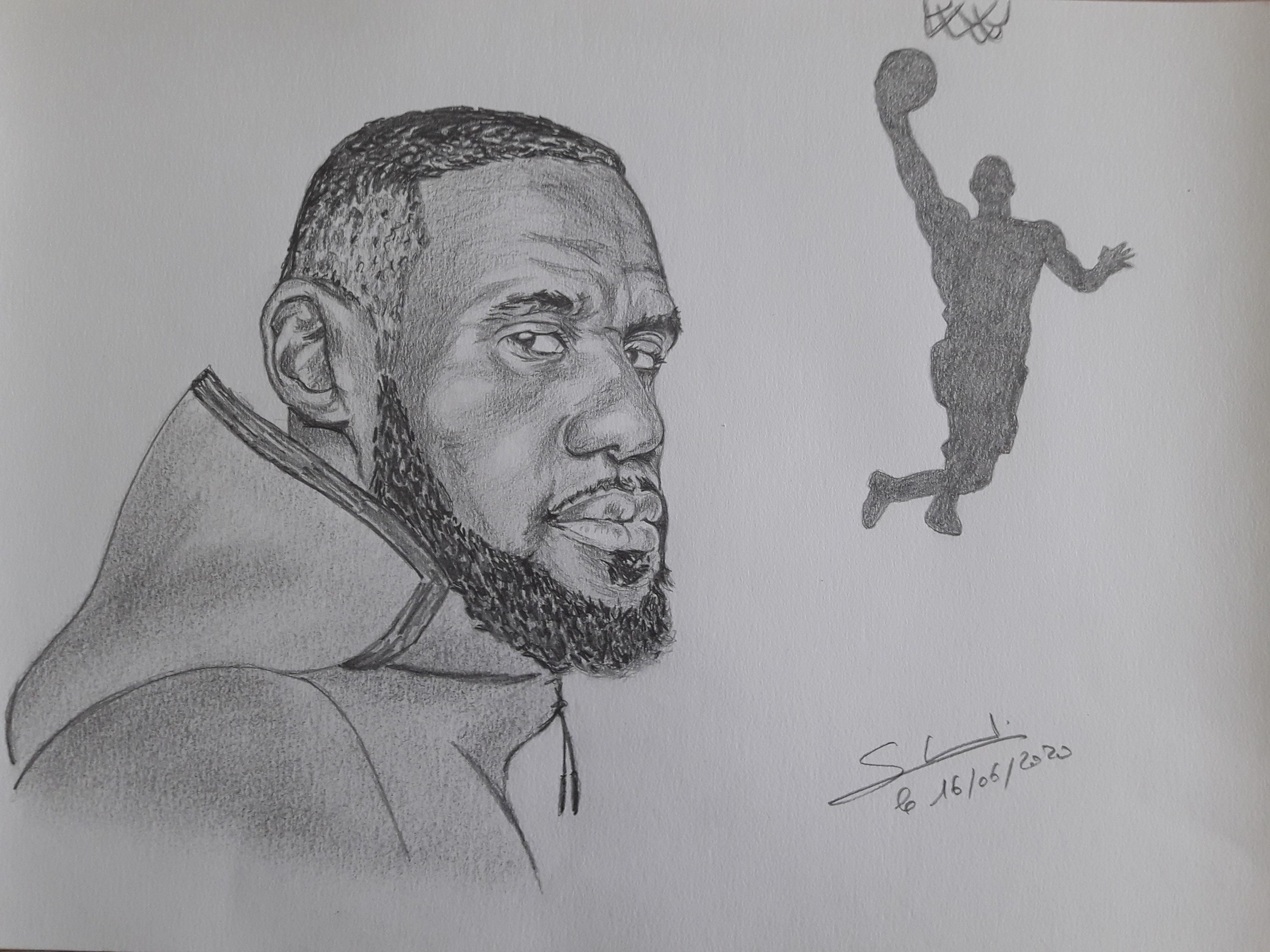 Lebron James pencil drawing, lebrun James portrait