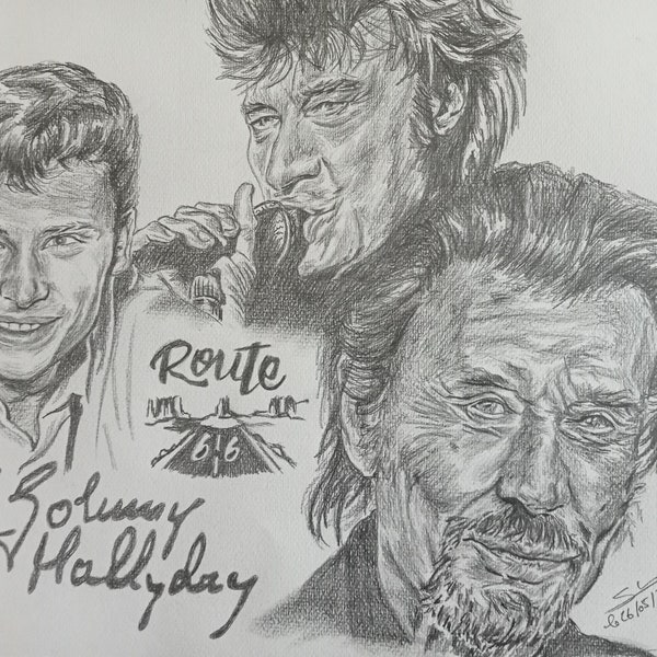 Représentation de Johnny Hallyday réalisé aux crayons