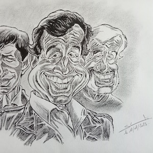 Caricature representation of Jean Paul Belmondo made in pencils