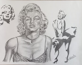 Rappresentazione di Maryline Monroe realizzata a matite.