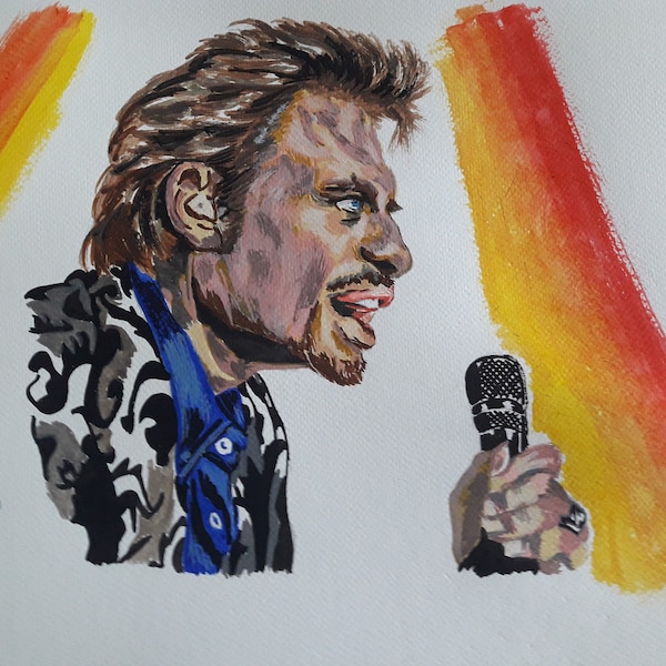 Portrait à la peinture de Johnny Hallyday