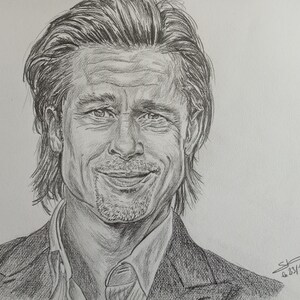 Pencil portrait of Brad Pitt