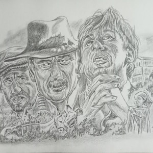 Illustratie uit de film die Jean de Florette maakte met potloden