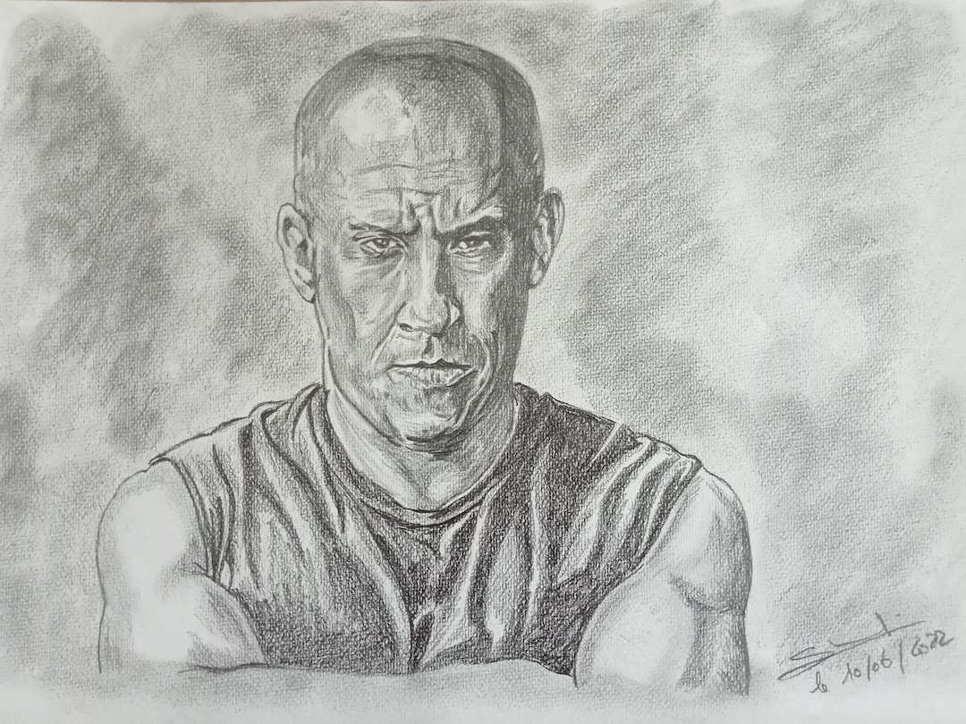 Portrait of Vin Diesel Made in Pencils Etsy