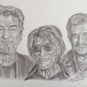 Illustration of old scoundrels made with pencils