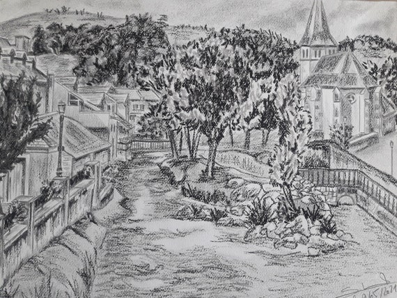 風景画 鉛筆画 鉛筆で描いた風景画 - Etsy 日本