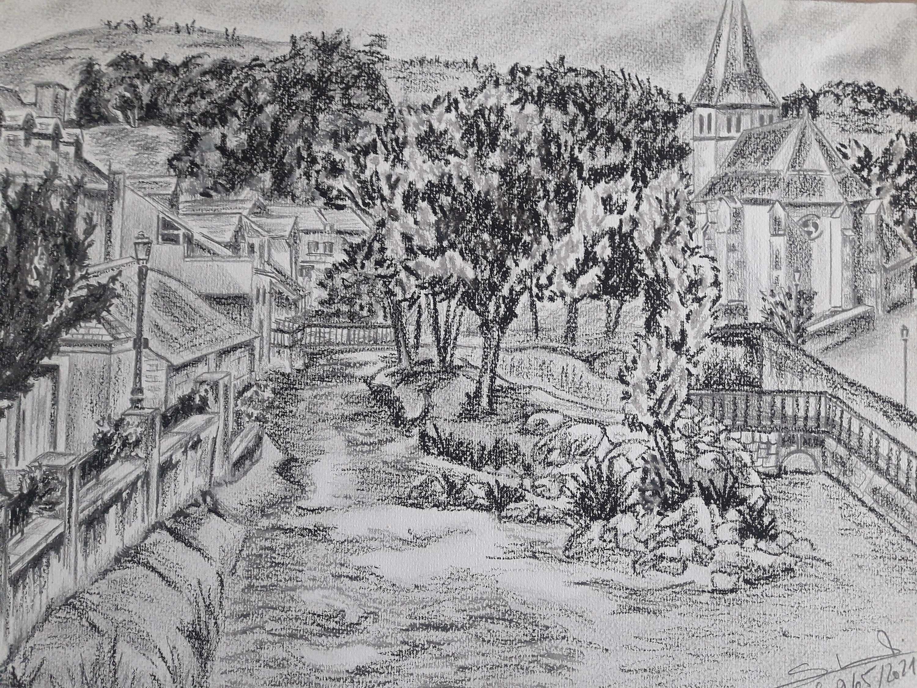 風景画 鉛筆画 鉛筆で描いた風景画 - Etsy 日本