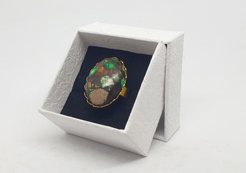 Large Oval Semi-precious Indonesian Dark Green Ocean Jasper Copper ...