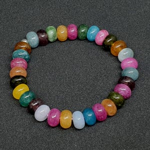 Regenboogagaatkralenarmband: halfedelstenen veelkleurige steen stretcharmband, heldere en opvallende sieraden