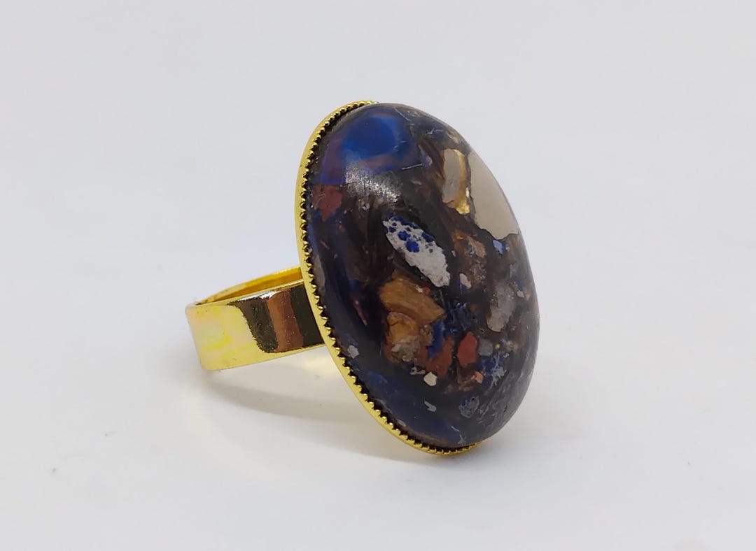 Large Oval Semi-precious Indonesian Dark Blue Ocean Jasper Copper ...