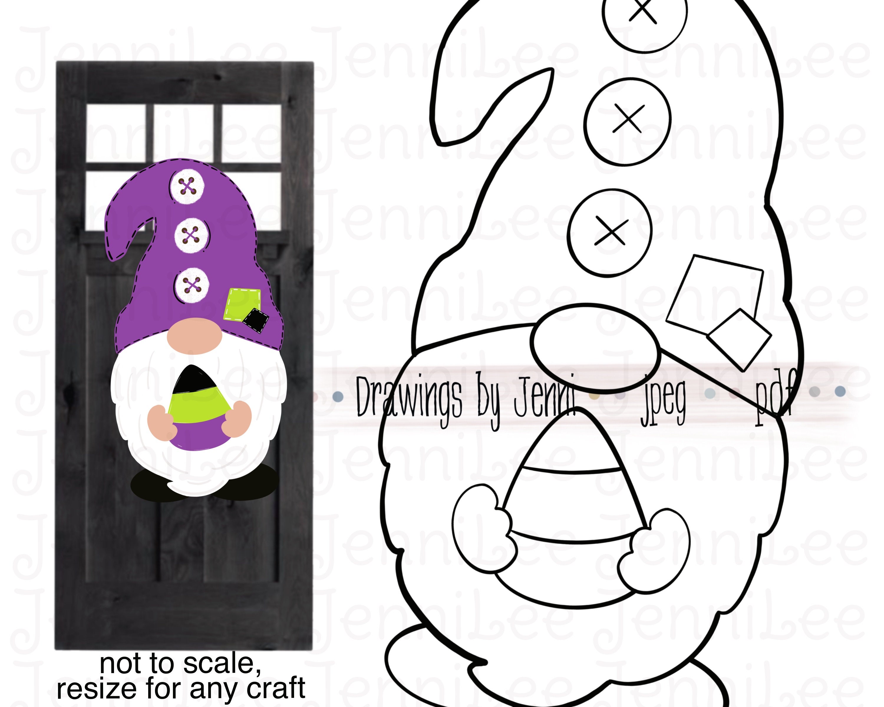 Halloween Gnome Door Hanger Template Halloween Gnome Stencil | Etsy