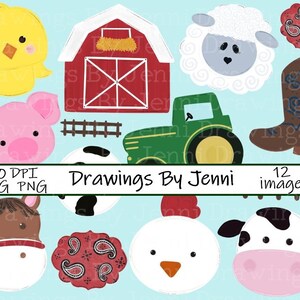 Barn Clipart Barnyard Baby Animals Digital Download Farm | Etsy