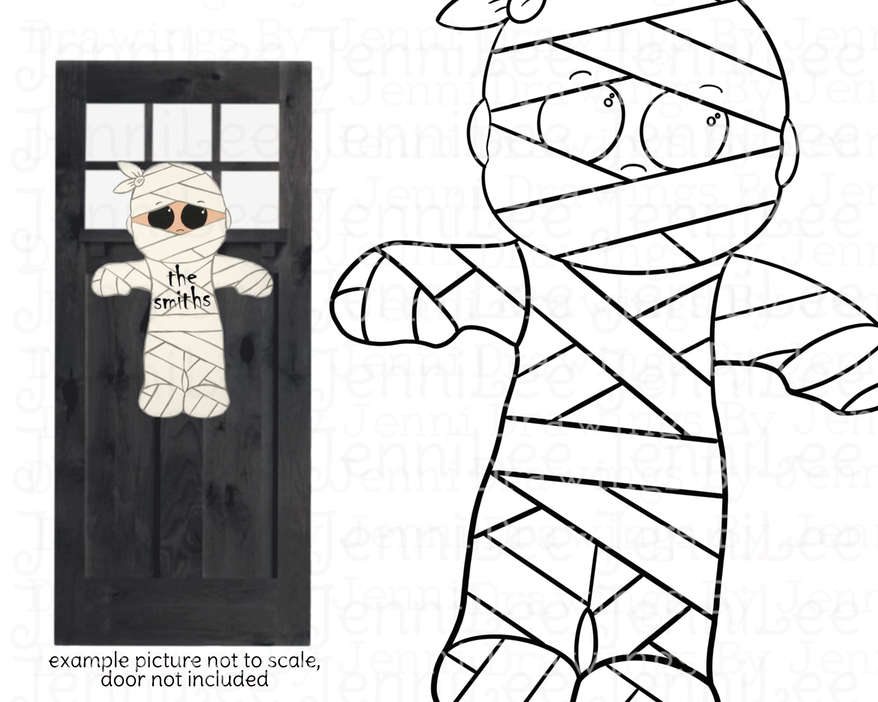 Mummy Door Hanger Template Halloween Mummy Stencil Mummy Etsy
