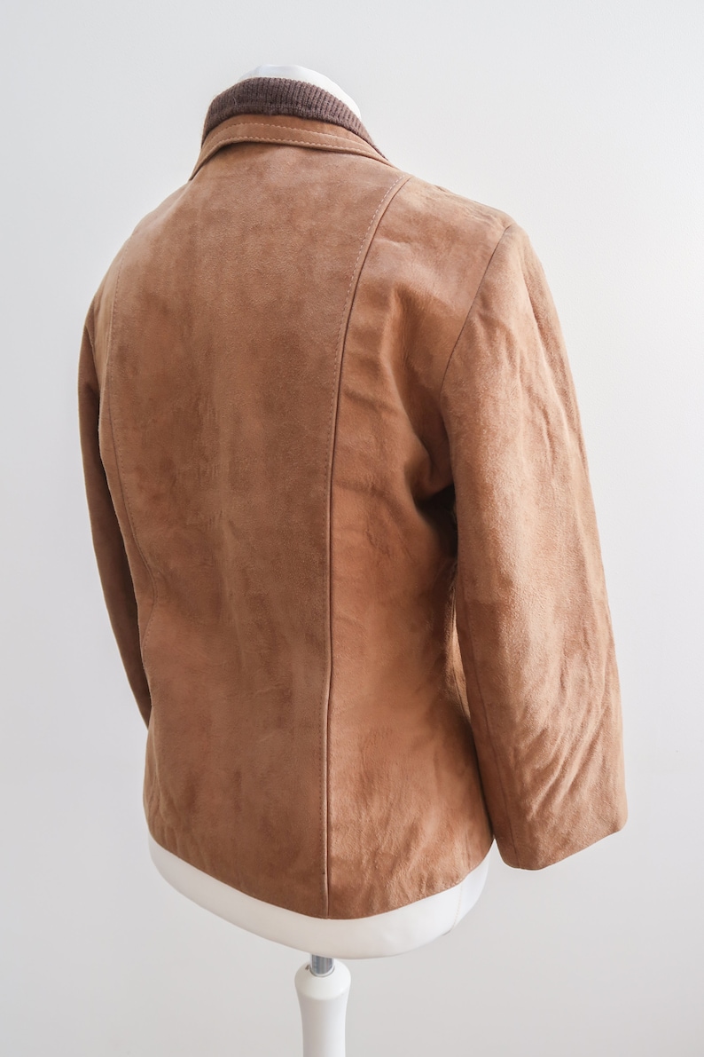 Size 16 Vintage Suede Jacket 70s Brown Coat Plus Size